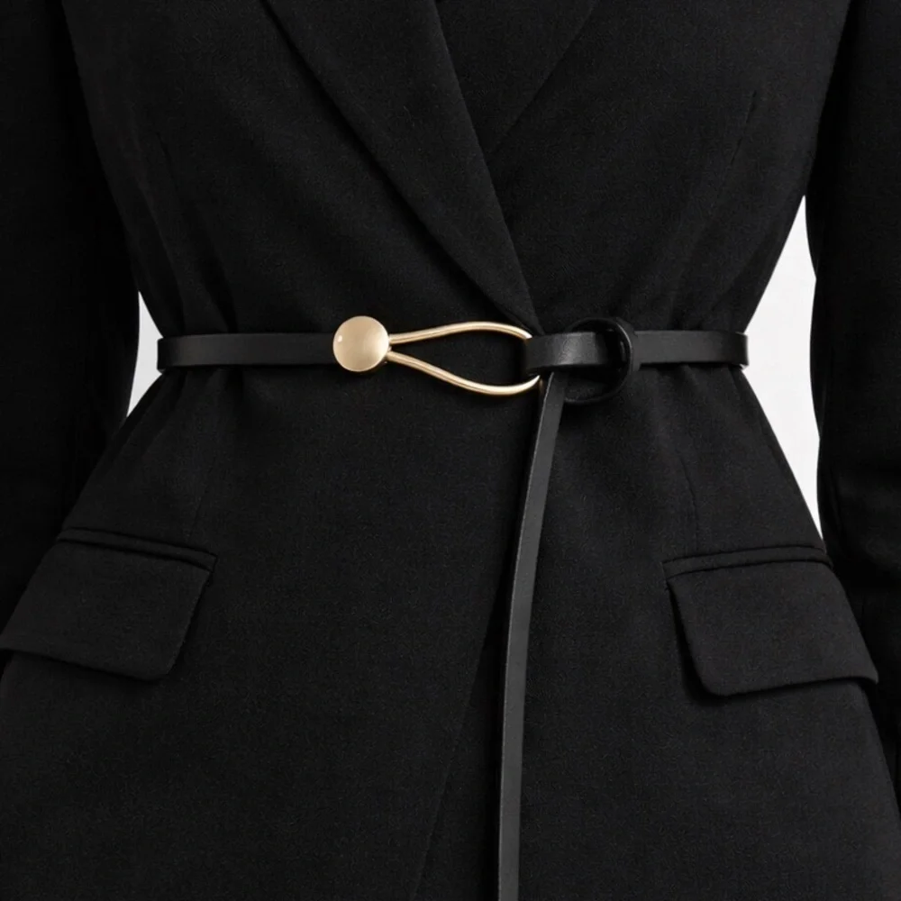 Gold Loop Pull Thru Skinny Belt